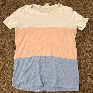 Short sleeve top by fantastic fawn, white, pink/coral, blue, medium